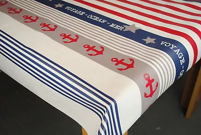 £6.90 • Buy Voyage Nautical Stripe PVC Vinyl Wipe Clean Oilcloth Tablecloth