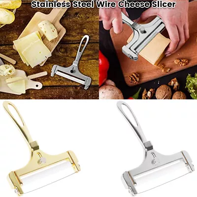 Wire Cheese Slicer Stainless Steel Thickness Adjustable Wire Cheese Cutter QihHh • £8.51