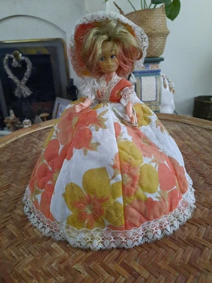£25.99 • Buy Toilet Roll Cover Doll Very Old Cottagecore Vintage  Quilted Orange 