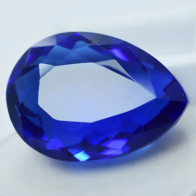 Lab-Created Sapphire BLUE Pear Cut  63.5 Ct Loose Gemstone Huge Size CERTIFIED. • $23.55