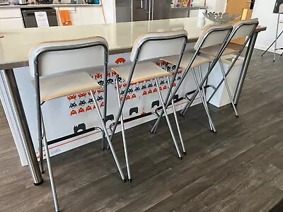 Ikea Foldaway White Breakfast Bar Stool With Back & Foot Rest • £10