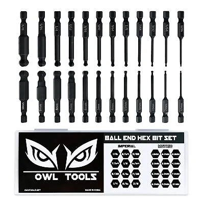Ball End Hex Allen Wrench Drill Bit Set 24 Pack Metric & Sae Sizes Magnetic Tip • $24.74