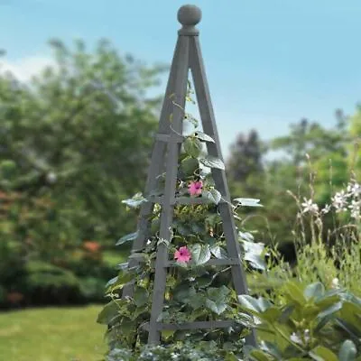 Wooden Garden Obelisk Slate Grey Planter Climbing Plants Support Decor 150cm • £39.90
