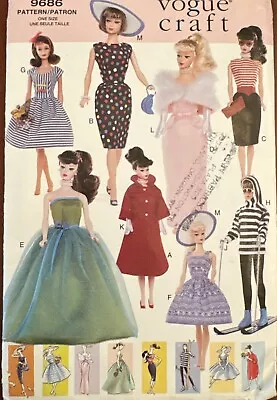 Vintage Vogue Barbie Clothes Pattern #9686 Retro-style Outfits 1997 Uncut! • $8.95