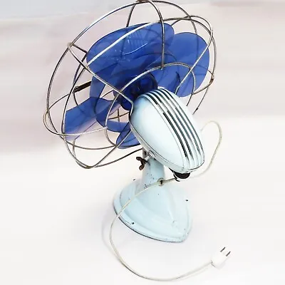 VTG Westinghouse MCM Tilt Fan AL10-1 Deco BLUE Blades USA 2-SPD Works SEE VIDEO • $69.95