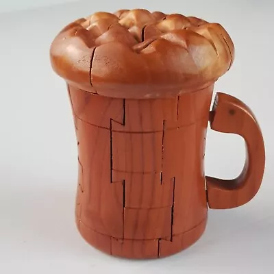 3D Wooden Puzzle Beer Mug Stein Man Cave Wood Drinking Game Men Boys Fathers Day • $28.99