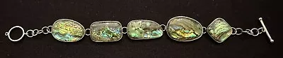 Beautiful Sterling Silver Abalone Bracelet 925 Marked Inlaid Link Vintage • $20