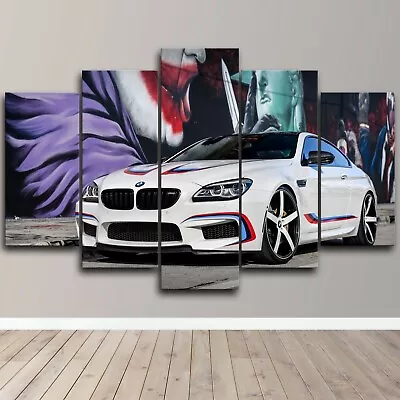 BMW M6 White Design Modern Beauty Cars 5 Piece Canvas Wall Art Print Home Decor • $33.24
