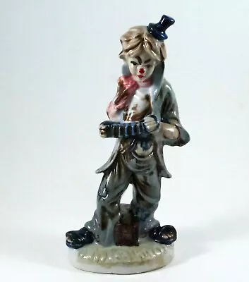 Hobo Clown Figurine Playing Accordion 9  Tall Ceramic Vintage • $10.99