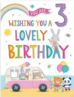 You Are 3 Wishing To A Lovely Birthday Ice Cream Van Card For 3 Year Old Girl • £2.48