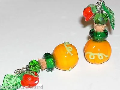 1 Glass Pumpkin Fruit Shape Perfume Diffuser Cork BOTTLE Pendant Vial Necklace • $17.95