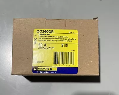 Square D QO260GFI 2 Pole 60 Amp GFCI Ground-Fault Circuit Breaker  New In Box • $79.99