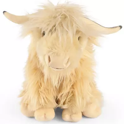 Living Nature White Highland Cow With Sound  - An694 Cow Farm Scotland Field • £25.25