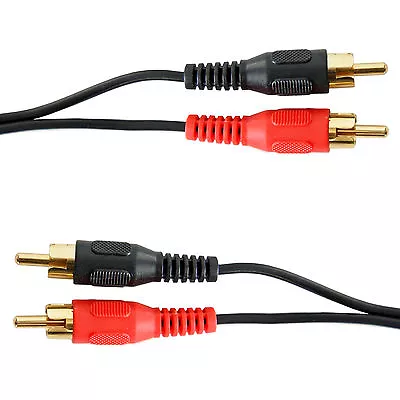 £4.49 • Buy GOLD 1m Twin Dual 2 RCA Stereo Male To Plug Cable Lead Audio PHONO Amplifier
