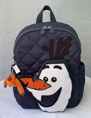 Kipling Disney's Frozen 2 Olaf Large Quilted Nylon Backpack W Monkey Charm EUC • $79