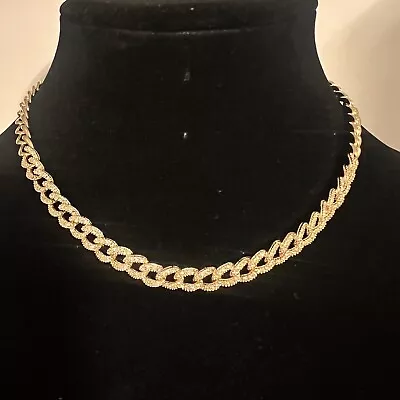 J Crew Gold Tone Rhinestone Curb Link Chain Collar Necklace 15''+2''  NEW Nice! • $39