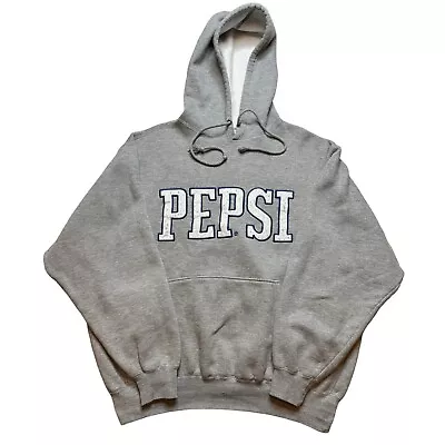 Vintage 90s Pepsi Cola Points Hoodie Size Large Gray Sweatshirt Fleece Pullover • $24.95