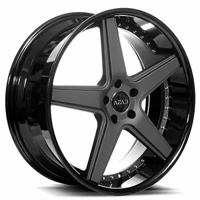 4ea 20  Staggered Azad Wheels AZ008 Matte Black With Black Lip Rims(S42) • $1740