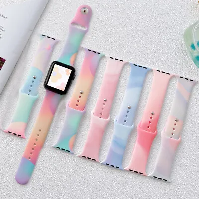 $11.79 • Buy Colorful Silicone Watch Band Strap For Apple Watch Series7 6 4 3 41/45 42/38mm
