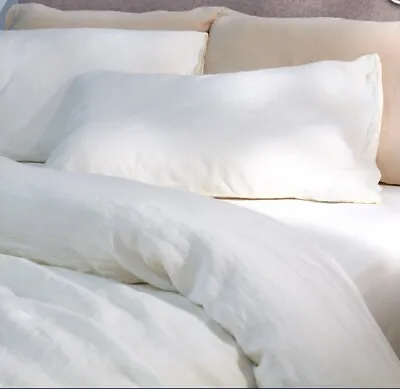 100% Linen King Duvet Cover Set W/ Pillowcases Bedset Bedding White IKEA DYTAG • £79.99