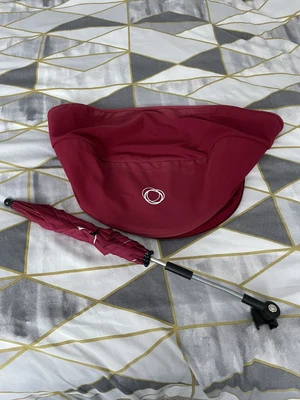 £49.99 • Buy Bugaboo Bee 5 Ruby Red Extending Hood & Parasol With Clip