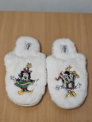 Disney Official Mickey & Minnie Mouse Festive Holiday Slippers NEW Size 5-6 • £25