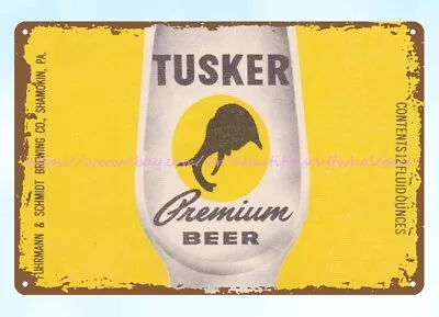 1960s Tusker Premium Beer Fuhrmann & Schmidt Brewing Co Shamokin PA Tin Sign • $18.89