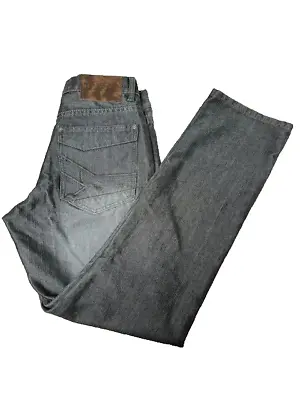 Old Skool Mens Jeans 30 X 32  Shiny Metallic Black Distressed • $21.75