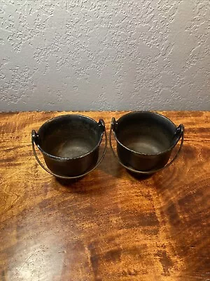 Set Of 2 Small Vintage Cast Iron Smelting Pots With Handle Unmarked • $14.99