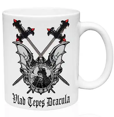 Vlad Tepes Dracula Bat And Swords 11oz Ceramic High Quality Coffee Mug • $16.99