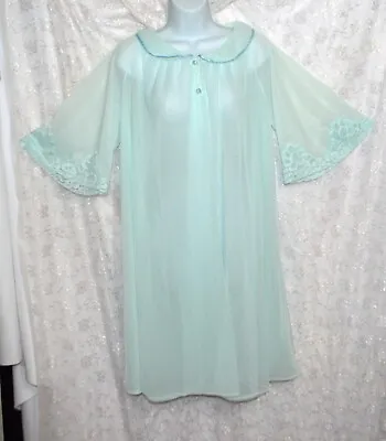 VTG Kayser Blue Chiffon Robe Nightgown M • $19