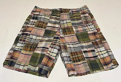 AE American Eagle Mens Patchwork Madras Shorts Size 32 Inseam 10” Stain • $14.97