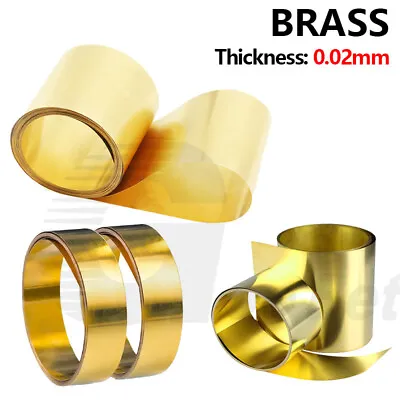 Brass Metal Sheets Foil Plate Strip Band Roll Thickness 0.02mm H62 Various Sizes • $2.59
