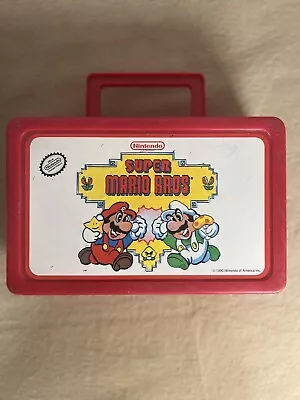Vintage Super Mario Bros Pencil Box Nintendo 1990 Plastic Red Luigi • $27.89