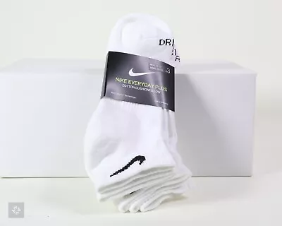 NEW Nike 3-Pack Everyday Plus Cushioned Low Socks (SX7040-100) Men's Size M-L • $18.99