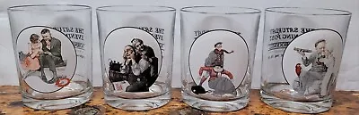 NORMAN ROCKWELL The Saturday Evening Post Drinking GLASSES Lot Of 4 • $19.99