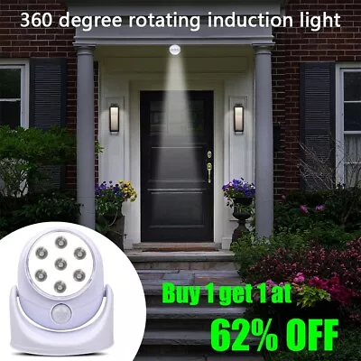 Battery Operated LED Motion Sensor Light PIR 360° Outdoor Garden Wall Patio Lamp • £7.99