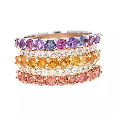 3.33 Carat Multi Color Gemstone Diamond 14 Karat Gold Stackable Bands • $3450