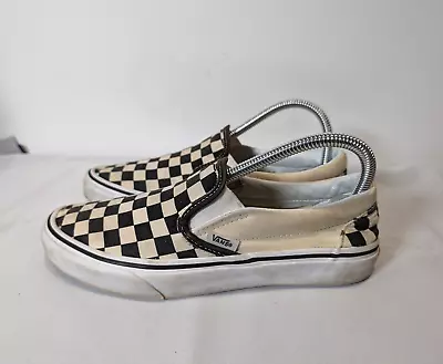 Vans Off The Wall Checkerboard Slip On Pumps Trainers Shoes UK 5 Black Ivory • £18.99