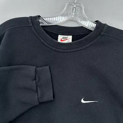 VTG Nike Sweatshirt Mens XL Crewneck Pullover Black Embroidered Swoosh Made USA • $52.49