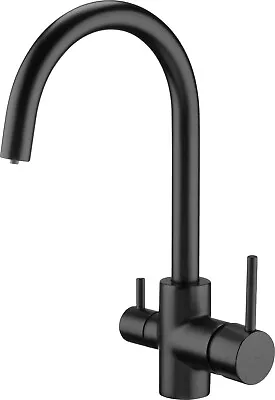 Kitchen Mixer Tap Black U Swan Swivel Faucet 3 Way Water Filter Deante BCH N64M • £59.95