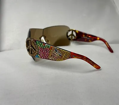 Ed Hardy Sunglasses Women EHS027 Tortoise With Case Pin Up Peace Sign • $175