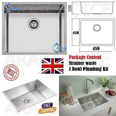 Premium Undermount Stainless Steel Kitchen Sink 1.0 Single Bowl Rectangular New • £69.95