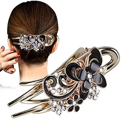 Butterfly Hair Claw Alligator Hair Clip Hair Accessories Crystal Flower Hairpin • $9