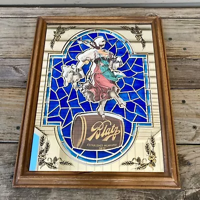 Vintage Blatz Beer Mirror Sign Barmaid Bar Girl Framed • $65