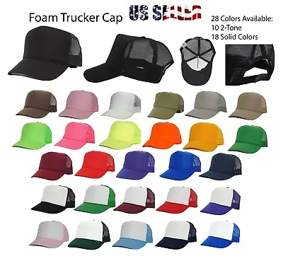 Trucker Hat Foam Mesh Baseball Cap Adjustable Snapback Solid Plain Men Hats • $8.45