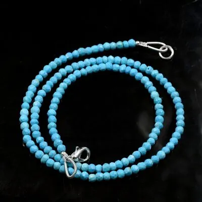 Sleeping Beauty Turquoise Gemstone 3-3.5 Mm Rondelle Faceted Necklace 18  • £28.57