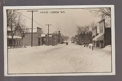 Horicon WISCONSIN RPPC 1910 MAIN STREET IN SNOW! Nr Mayville Juneau WI KB • $19.99