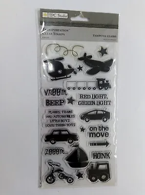  On The Move Car Planeboatetc TPC Studio Transportation Clear Stamps Craft • £2.75