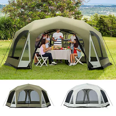 20-Person Camping Tent With Steel Frame 8 Mesh Windows 2 Doors Carry Bag • $149.99